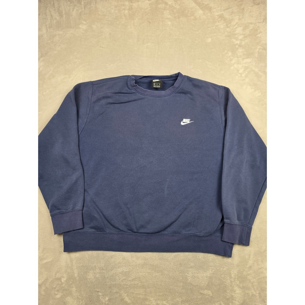Nike Club Fleece Crewneck Sweatshirt Mens XXL Blue Fleece BV2662-410 *Stain